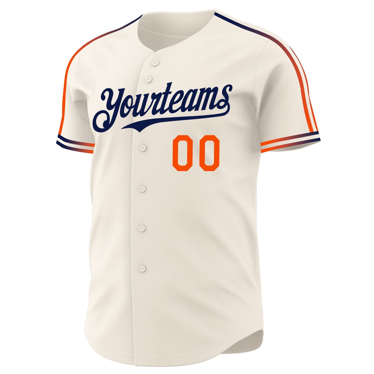 Custom Cream Orange-Navy Raglan Line Gradient Stripe Authentic Baseball Jersey view 3
