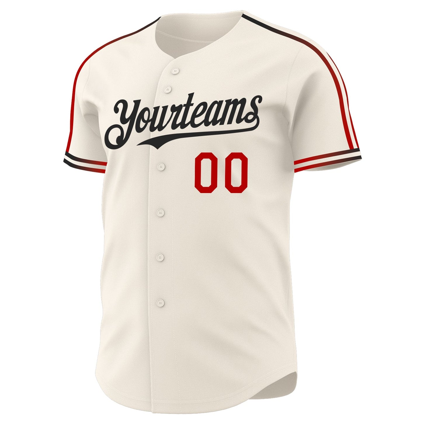 Custom Cream Red-Black Raglan Line Gradient Stripe Authentic Baseball Jersey view 3