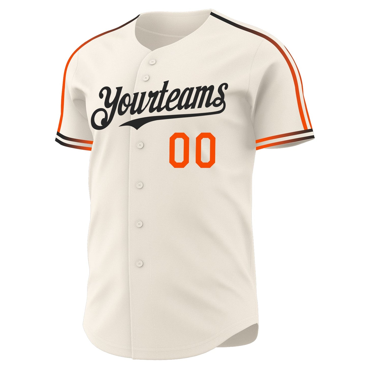 Custom Cream Orange-Black Raglan Line Gradient Stripe Authentic Baseball Jersey view 3