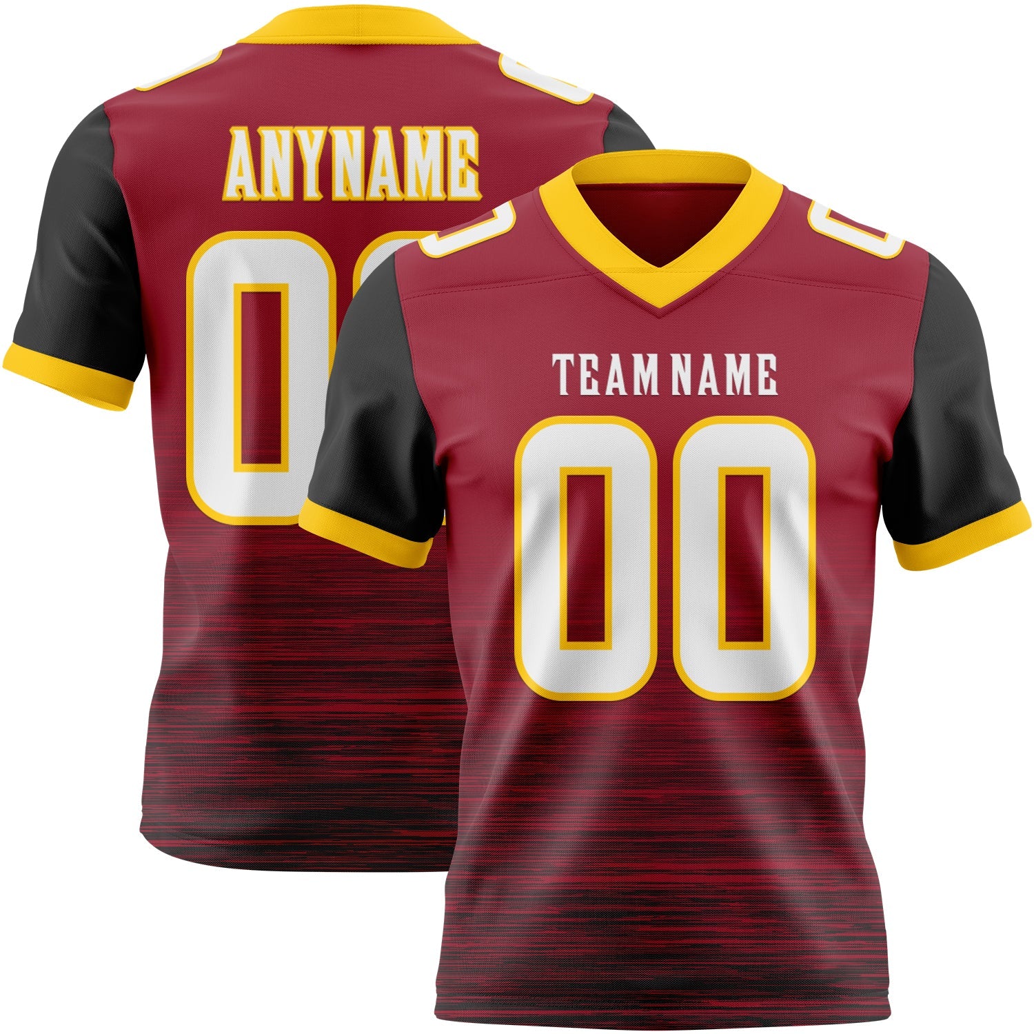 Custom Cardinal White Black-Yellow Authentic Fluid Scratch Waves Football Jersey - Main View