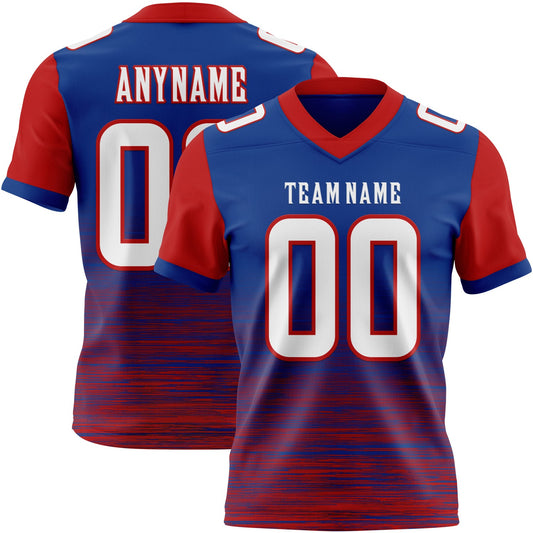 Custom Royal White-Red Authentic Fluid Scratch Waves Football Jersey - Main View