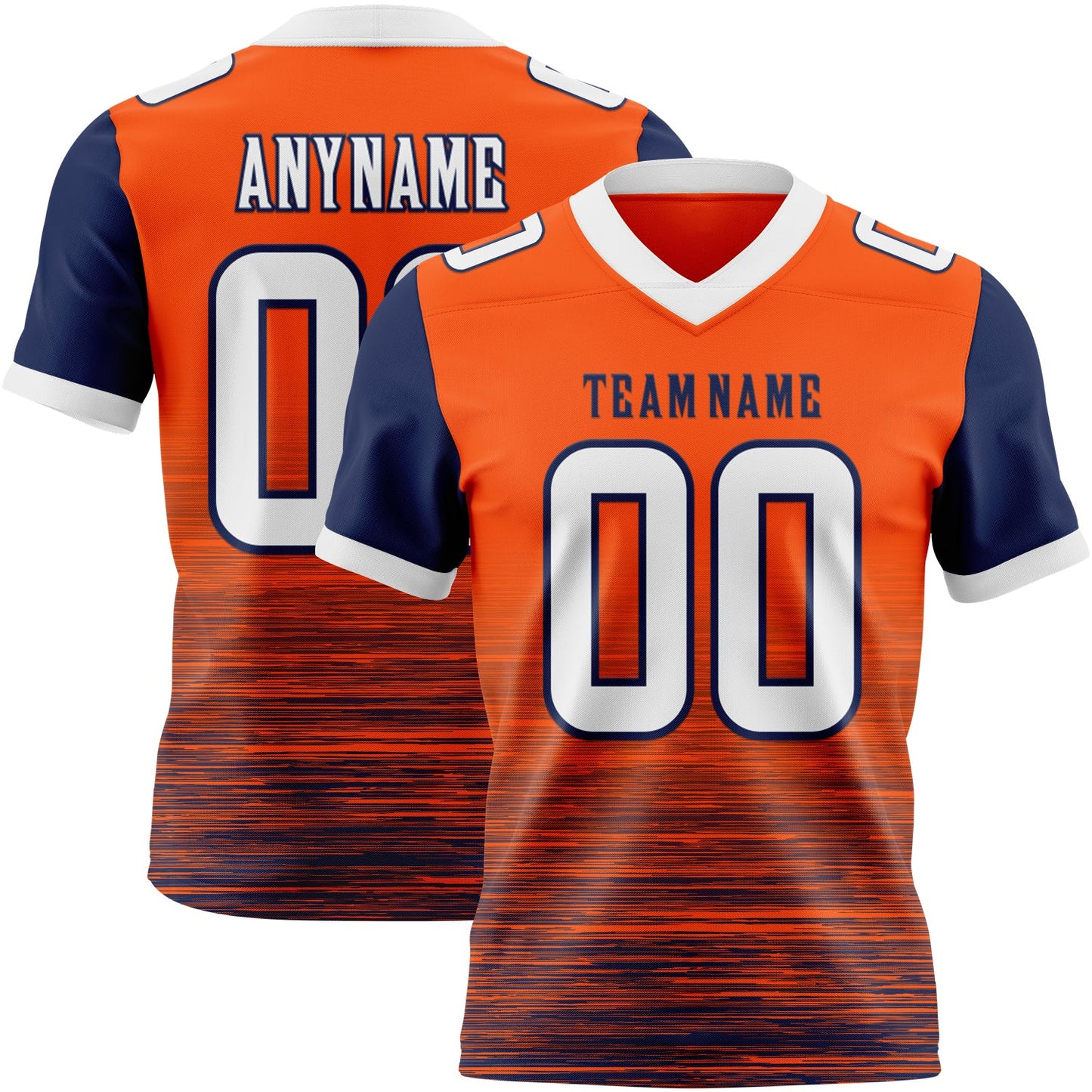 Custom Orange White-Navy Authentic Fluid Scratch Waves Football Jersey - Main View