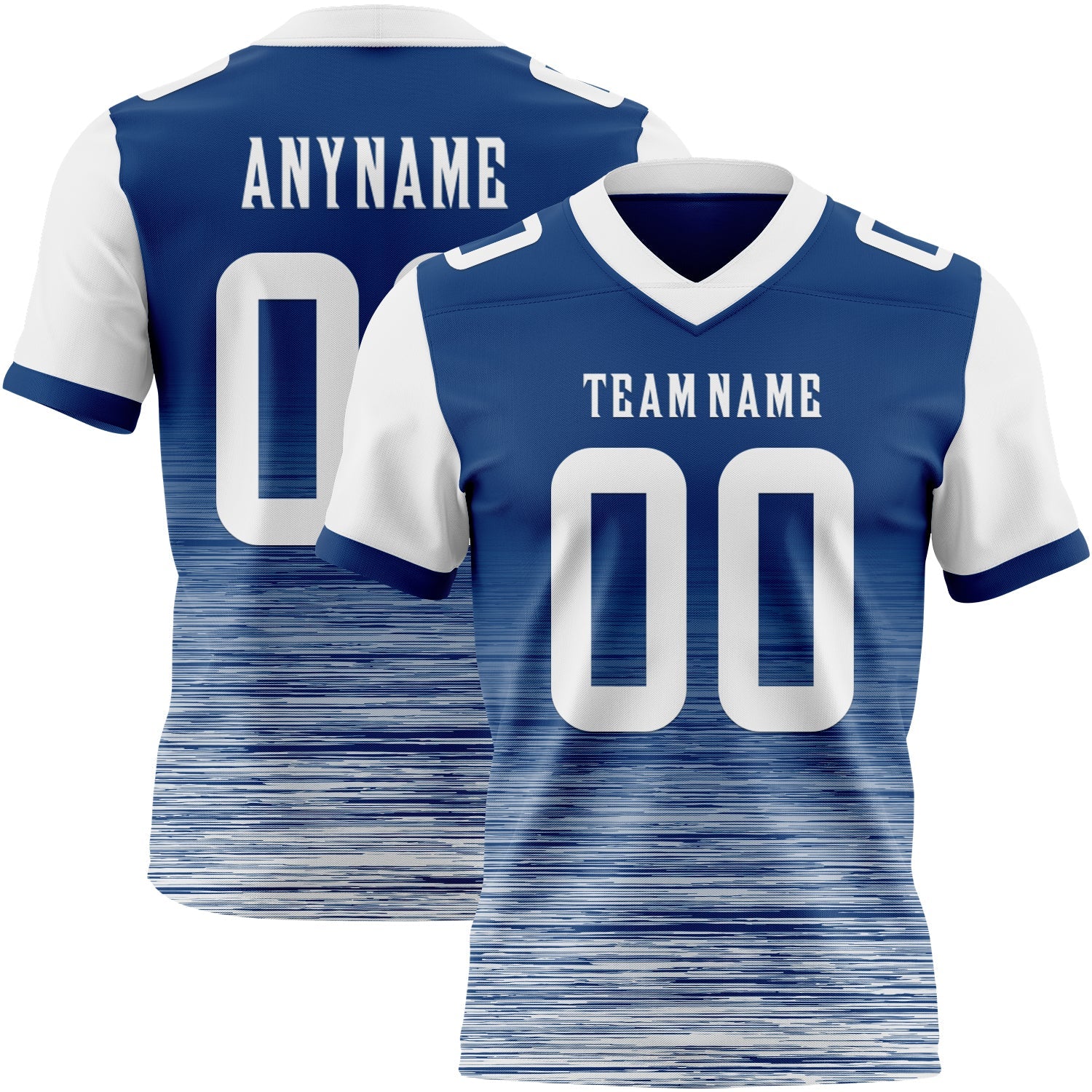 Custom US Navy Blue-White Authentic Fluid Scratch Waves Football Jersey - Main View