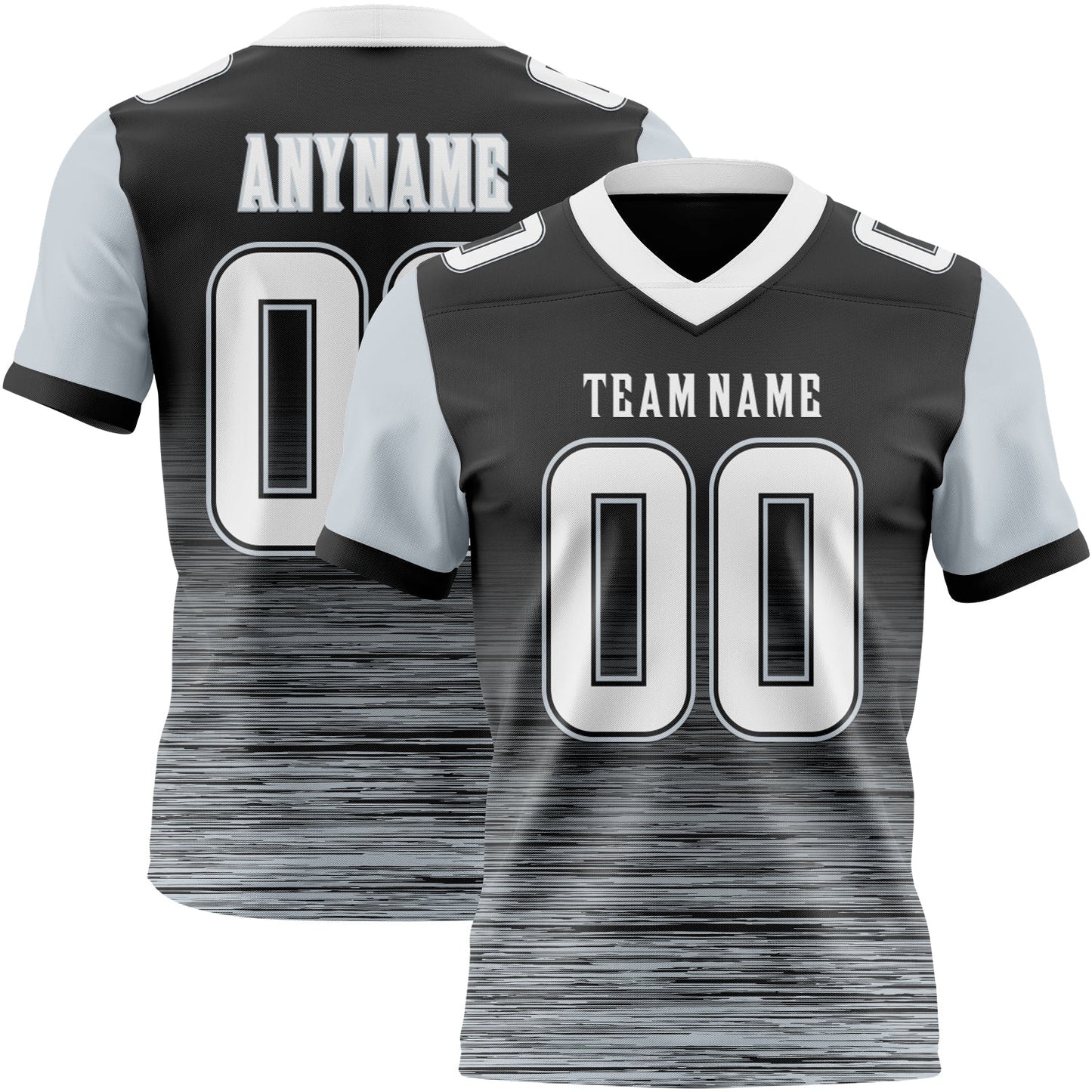 Custom Black White-Silver Authentic Fluid Scratch Waves Football Jersey - Main View