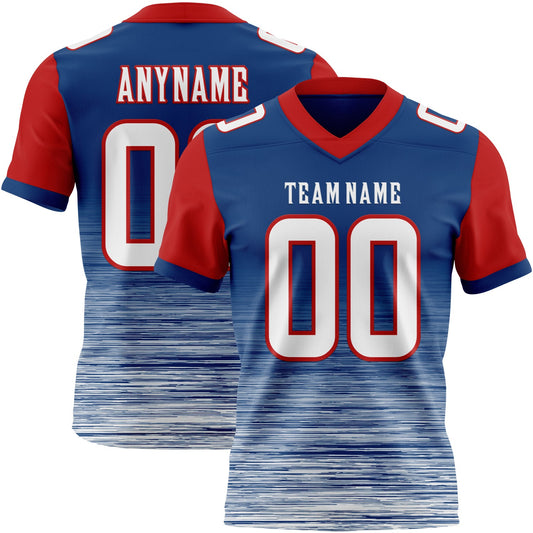 Custom US Navy Blue White-Red Authentic Fluid Scratch Waves Football Jersey - Main View
