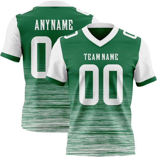 Custom Kelly Green-White Authentic Fluid Scratch Waves Football Jersey - Main View