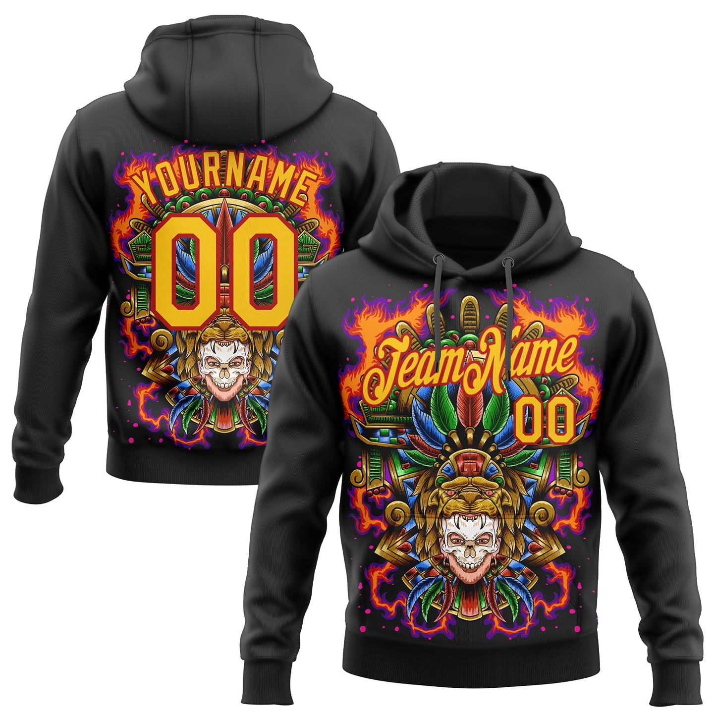 Custom Stitched Black Yellow-Red 3D Pattern Design Black History Month Sports Pullover Sweatshirt Hoodie - Main View