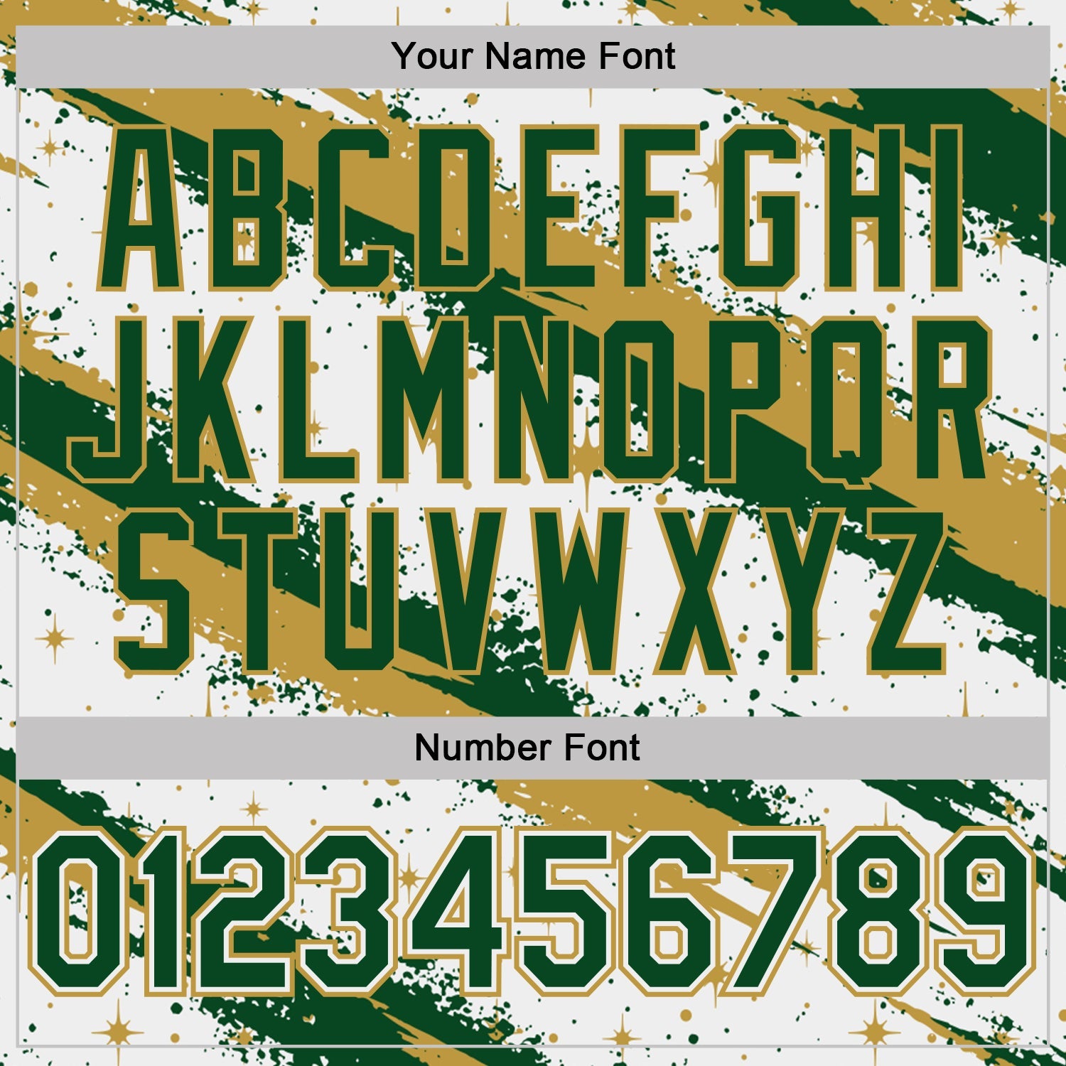 Custom White Green-Old Gold Brush Stroke Splatter Starburst Performance T-Shirt view 4