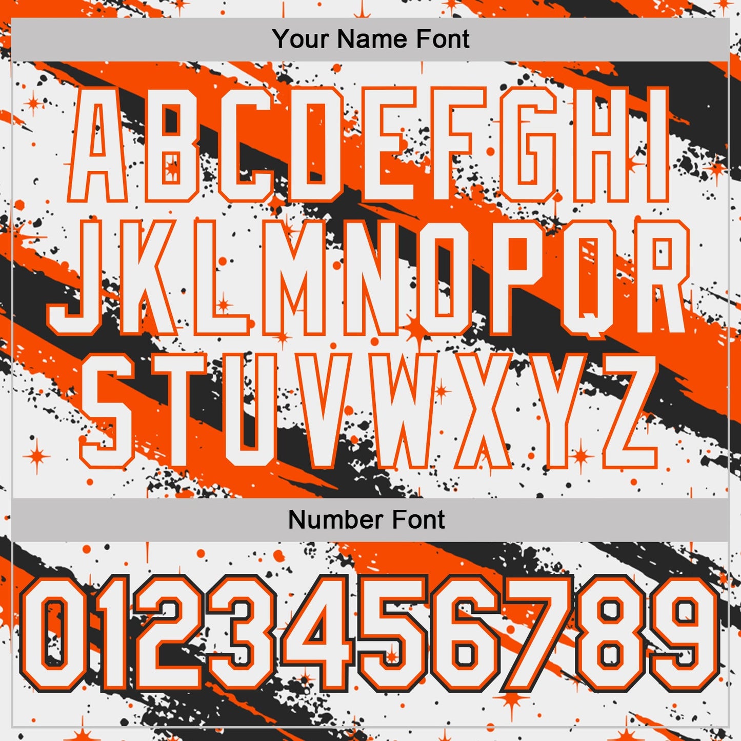 Custom White Orange-Black Brush Stroke Splatter Starburst Performance T-Shirt view 4