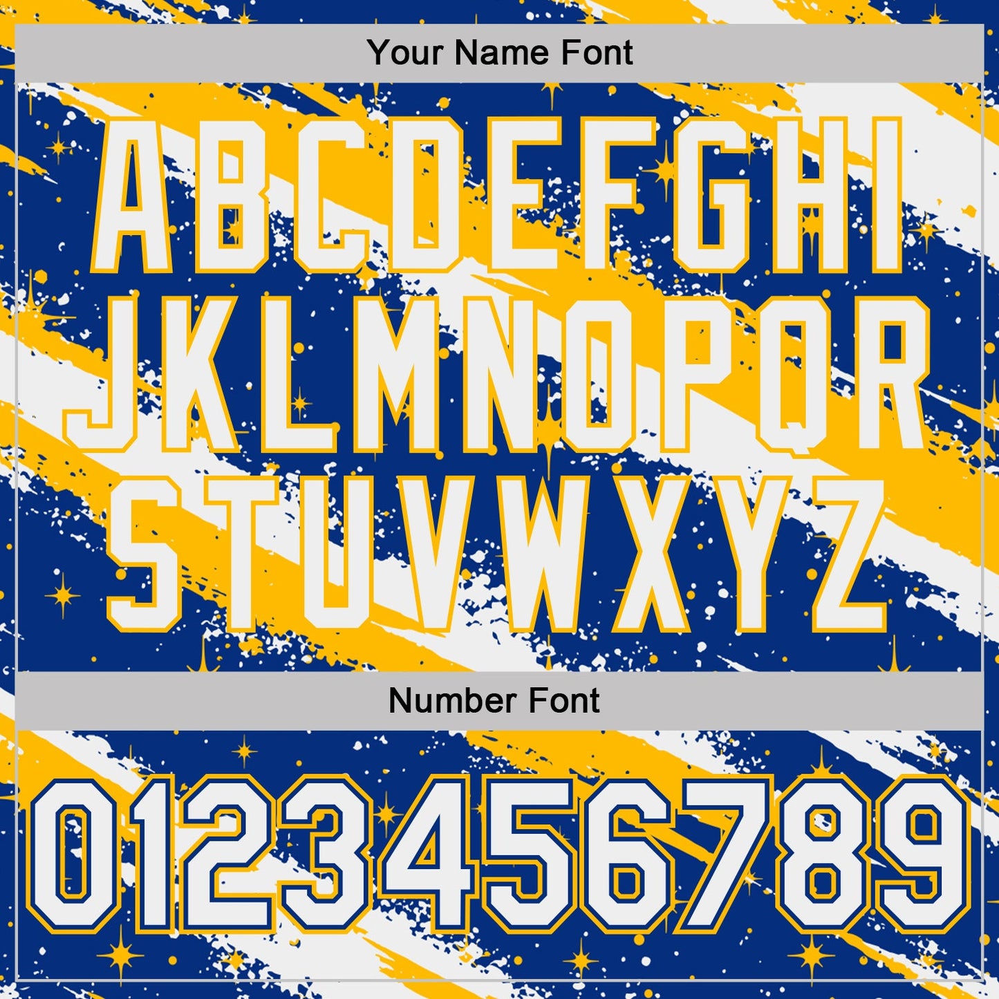 Custom Royal White-Gold Brush Stroke Splatter Starburst Performance T-Shirt view 4