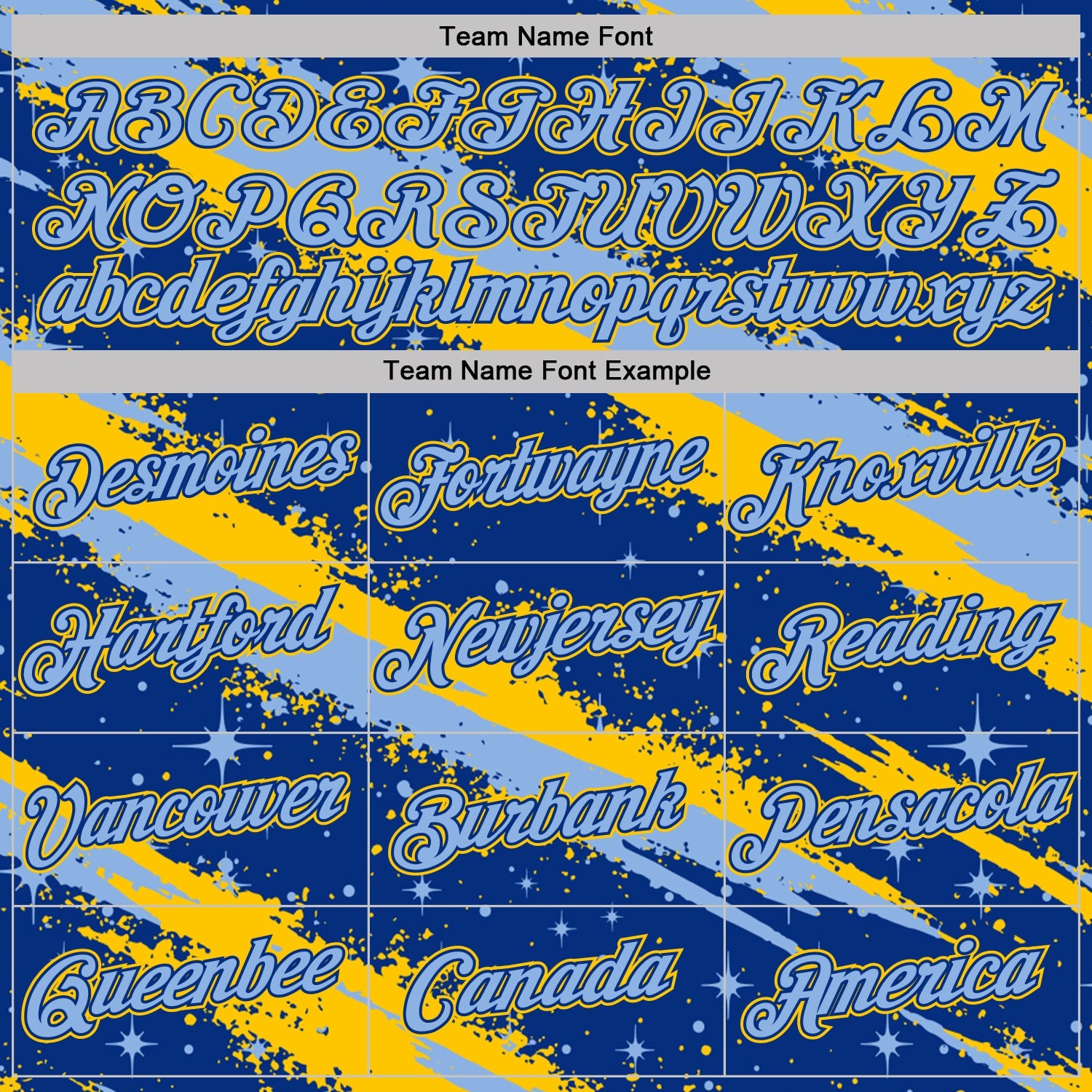 Custom Royal Light Blue-Yellow Brush Stroke Splatter Starburst Performance T-Shirt view 3