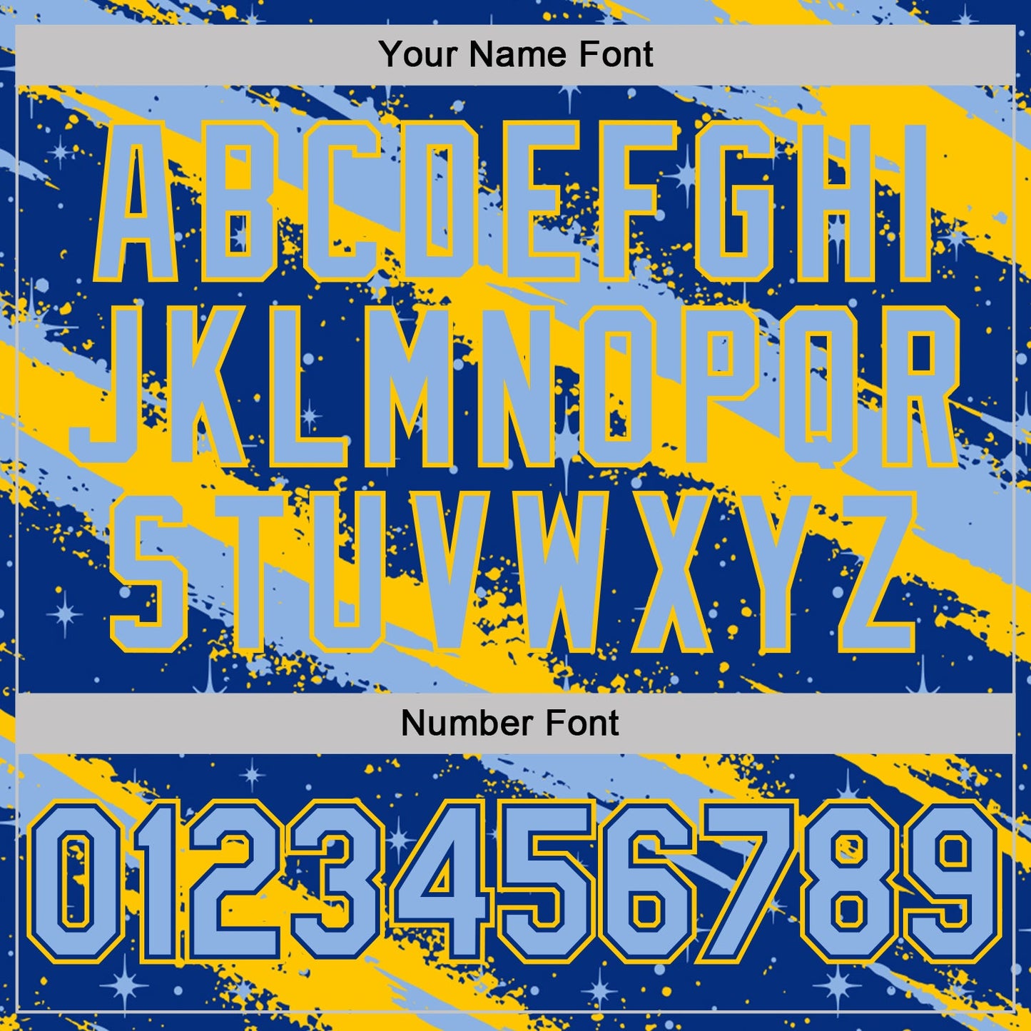 Custom Royal Light Blue-Yellow Brush Stroke Splatter Starburst Performance T-Shirt view 4