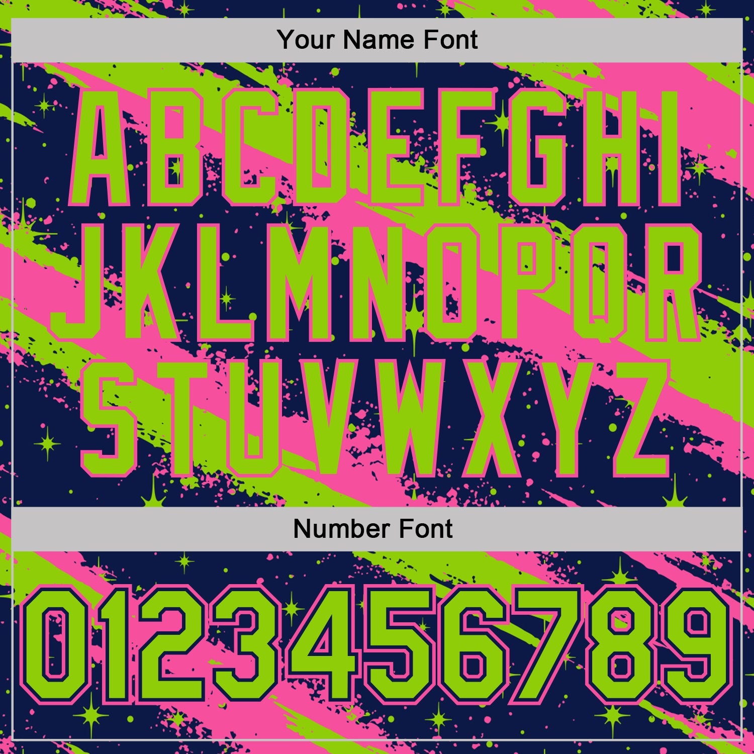 Custom Navy Neon Green-Pink Brush Stroke Splatter Starburst Performance T-Shirt view 4