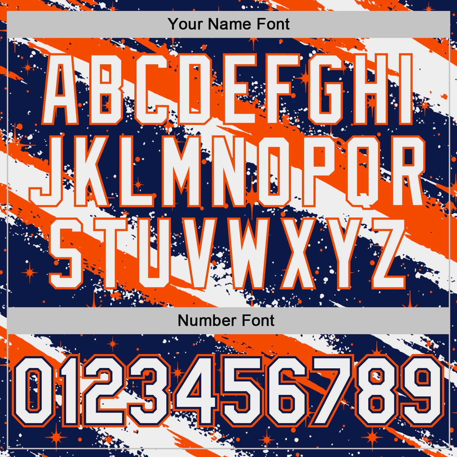 Custom Navy White-Orange Brush Stroke Splatter Starburst Performance T-Shirt view 4