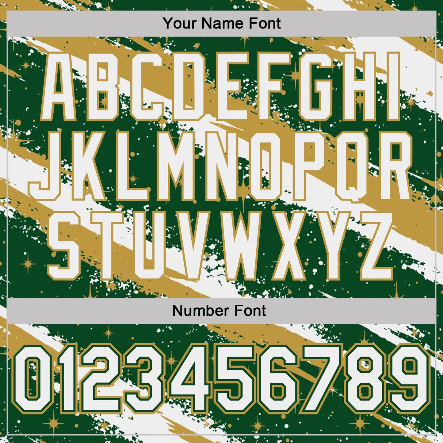 Custom Green White-Old Gold Brush Stroke Splatter Starburst Performance T-Shirt view 4