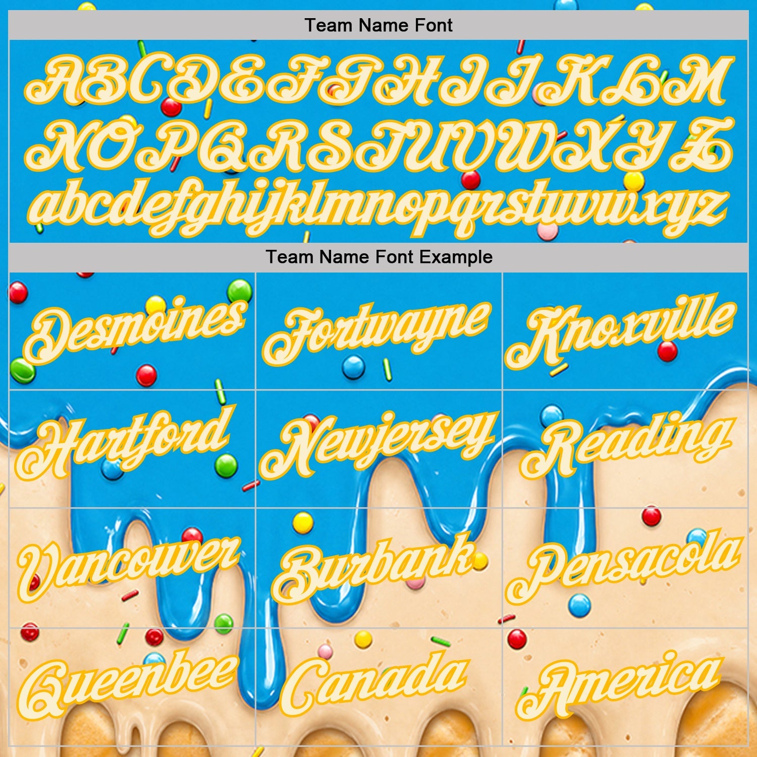 Custom Sky Blue Cream-Gold Ice Cream Waffle Foodie Dessert Performance T-Shirt view 3