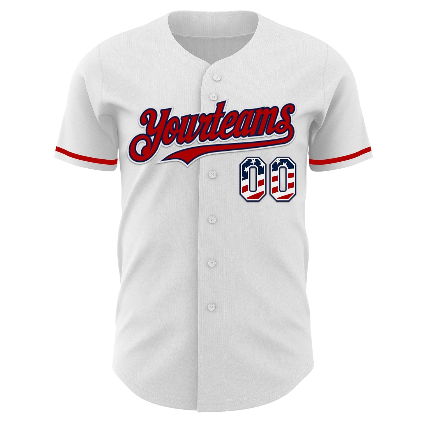 Custom White USA Flag Navy-Red Authentic Baseball Jersey view 2