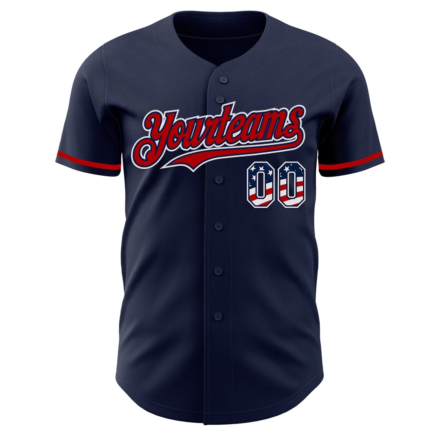 Custom Navy USA Flag White-Red Authentic Baseball Jersey view 2