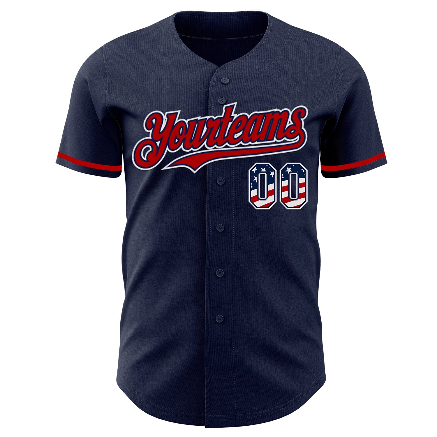 Custom Navy USA Flag White-Red Authentic Baseball Jersey view 2