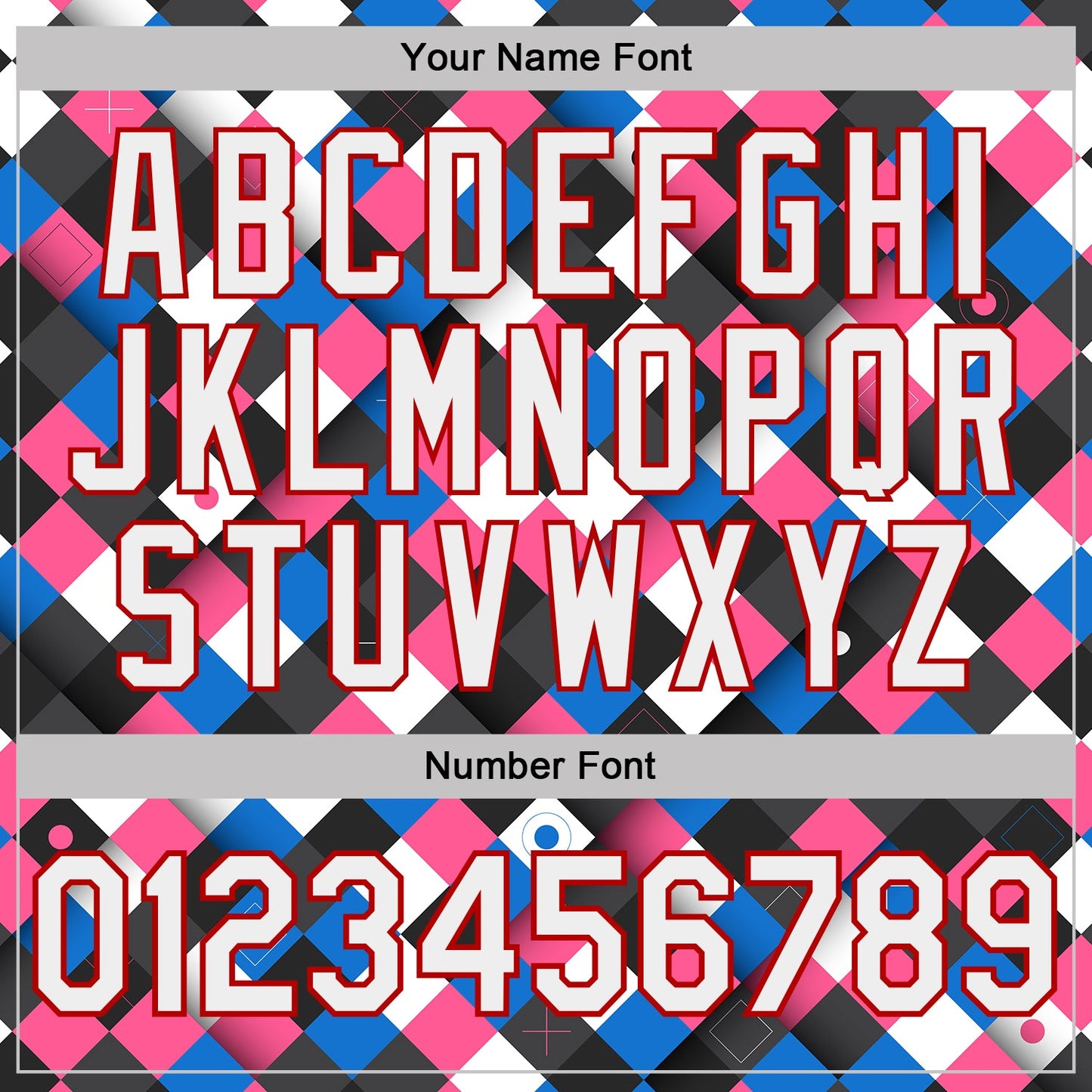 Custom Black White Blue Pink-Red Geometric Digital Mosaic Performance T-Shirt view 4