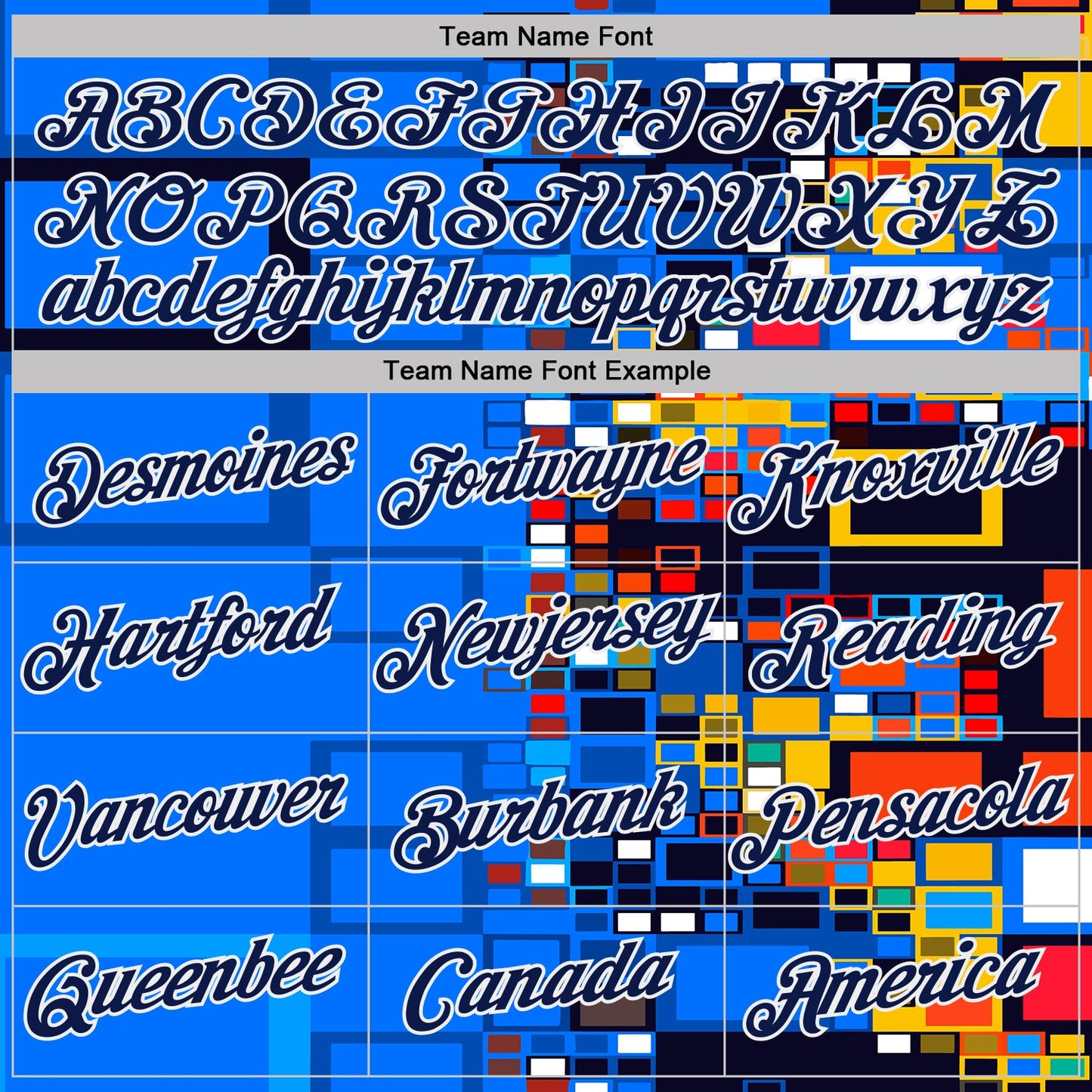 Custom Blue Navy Yellow Red-White Geometric Digital Mosaic Performance T-Shirt view 3