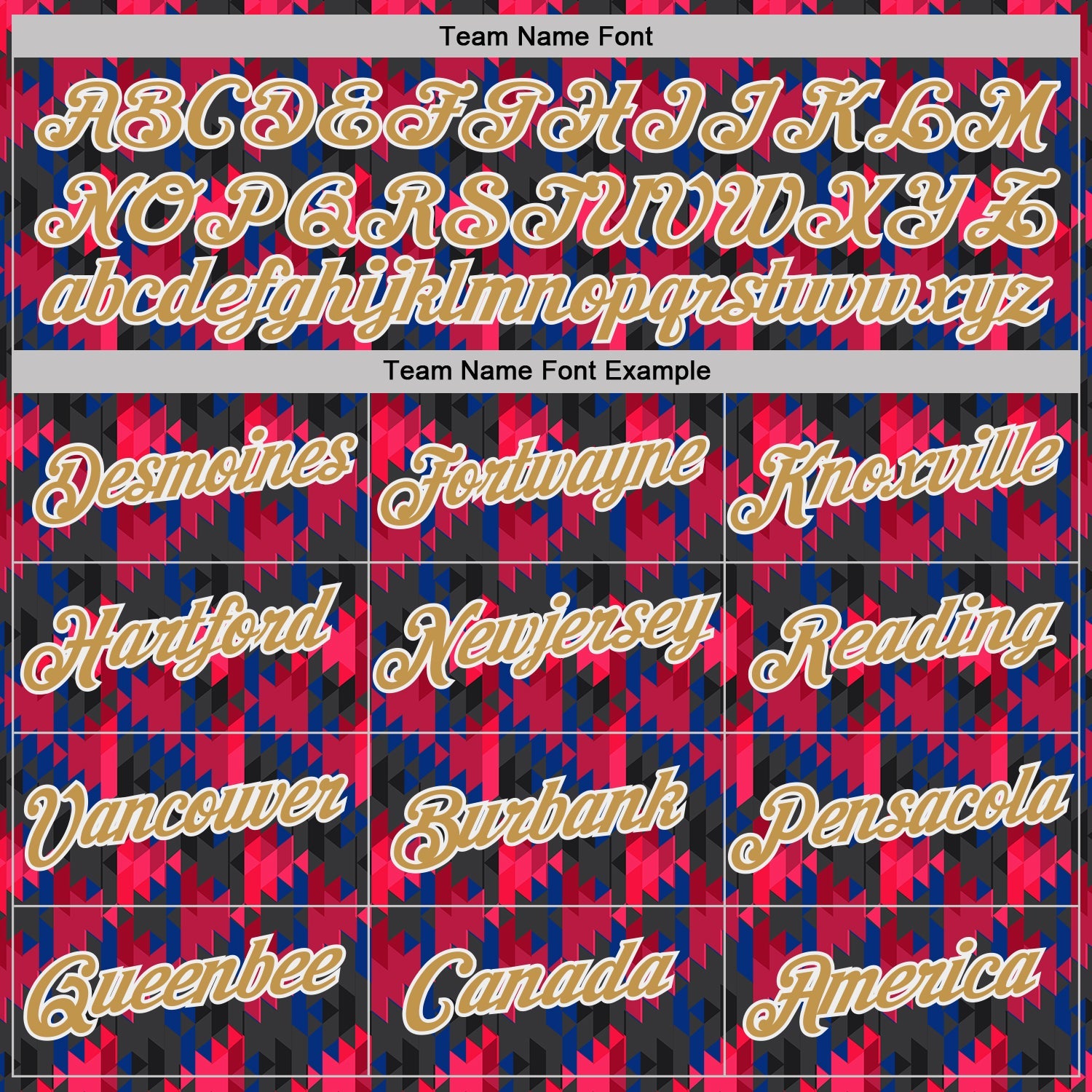 Custom Red Old Gold Black Blue-White Geometric Digital Mosaic Performance T-Shirt view 3