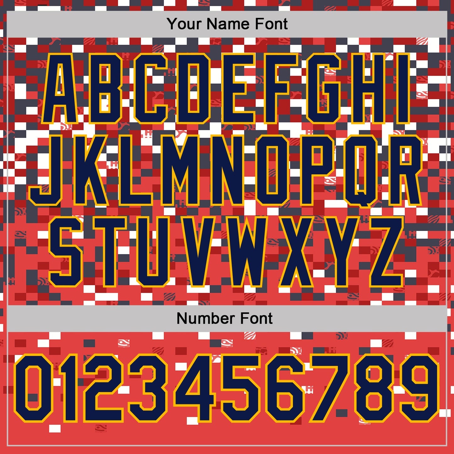 Custom Red Navy-Gold Geometric Digital Mosaic Performance T-Shirt view 4