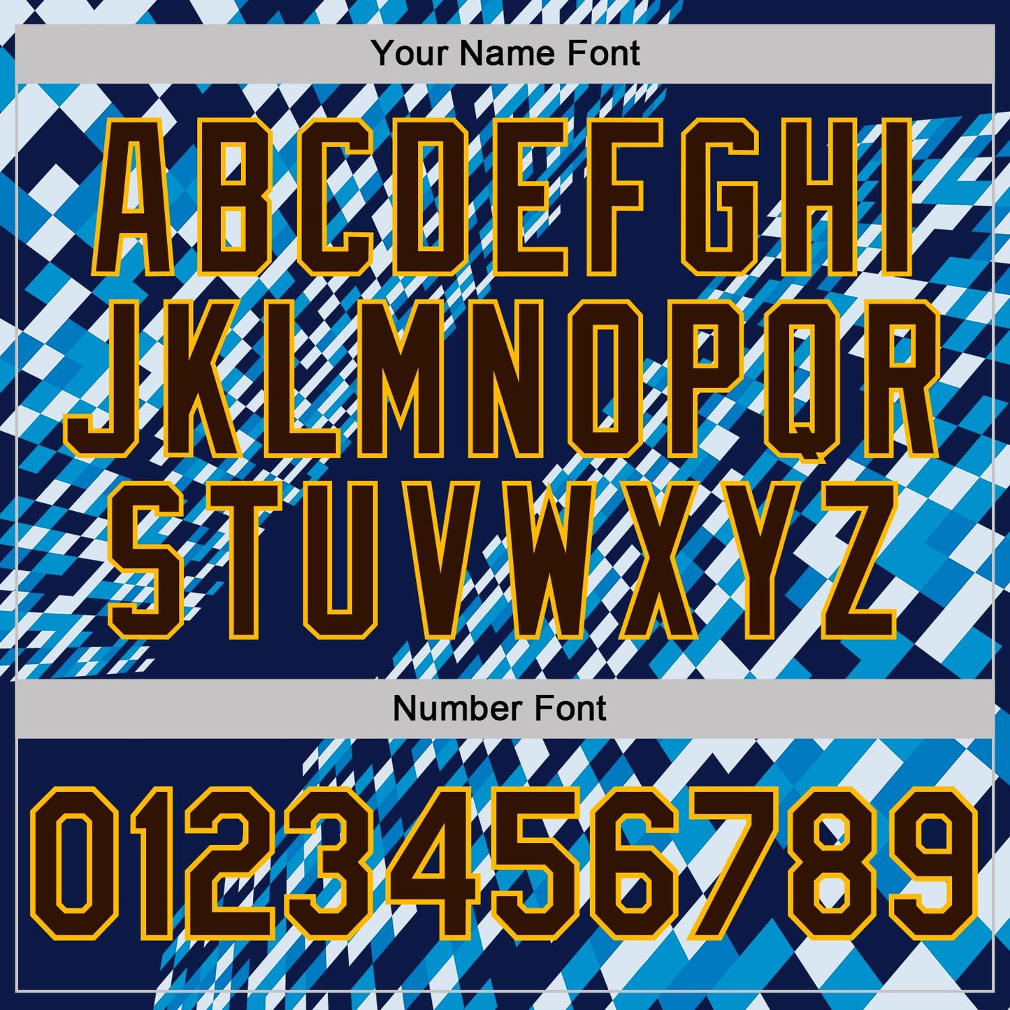 Custom Navy Brown Blue-Gold Geometric Digital Mosaic Performance T-Shirt view 4