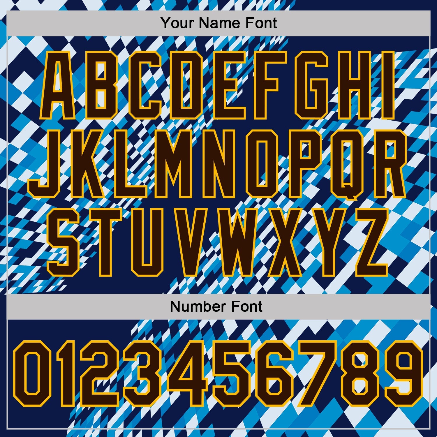 Custom Navy Brown Blue-Gold Geometric Digital Mosaic Performance T-Shirt view 4