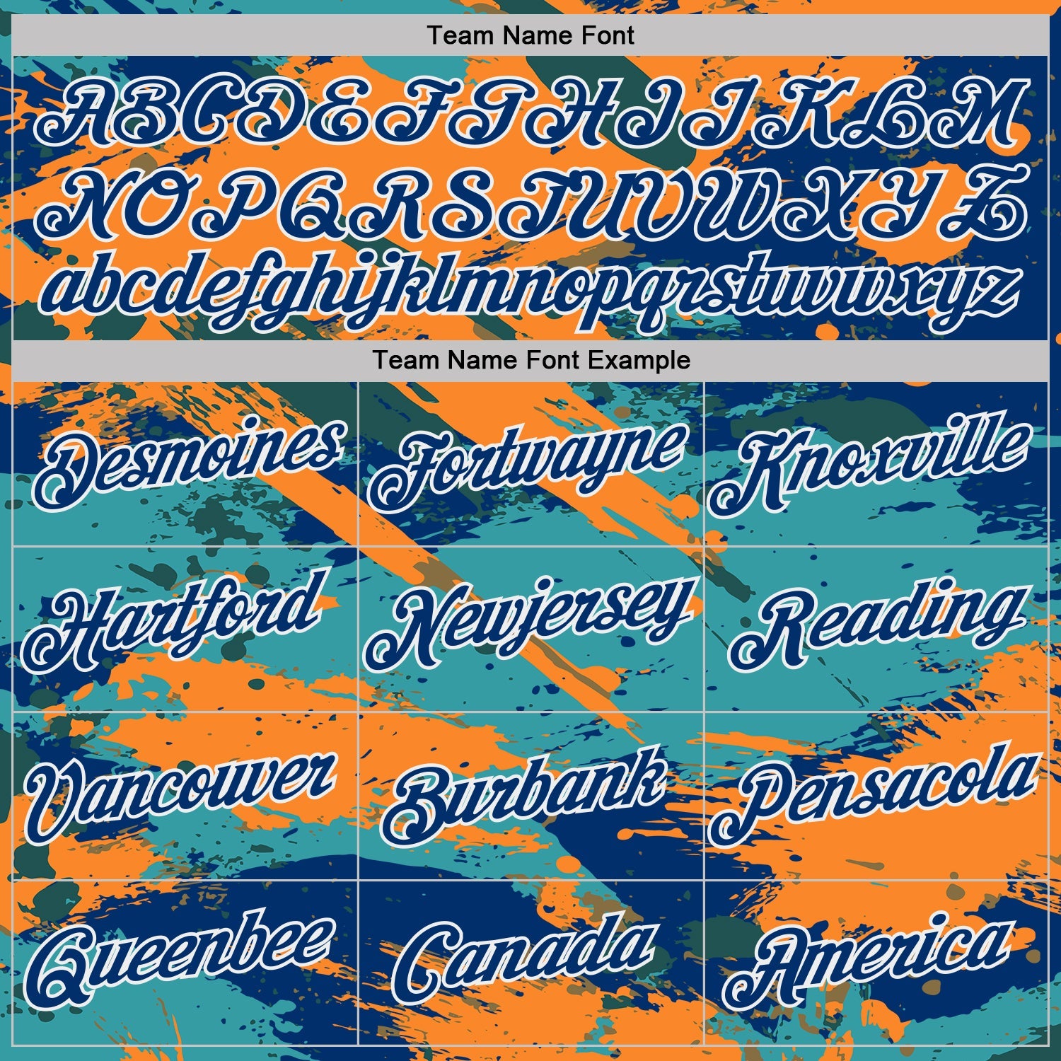 Custom US Navy Blue Orange Green-White Grunge Paint Splatter Performance T-Shirt view 3