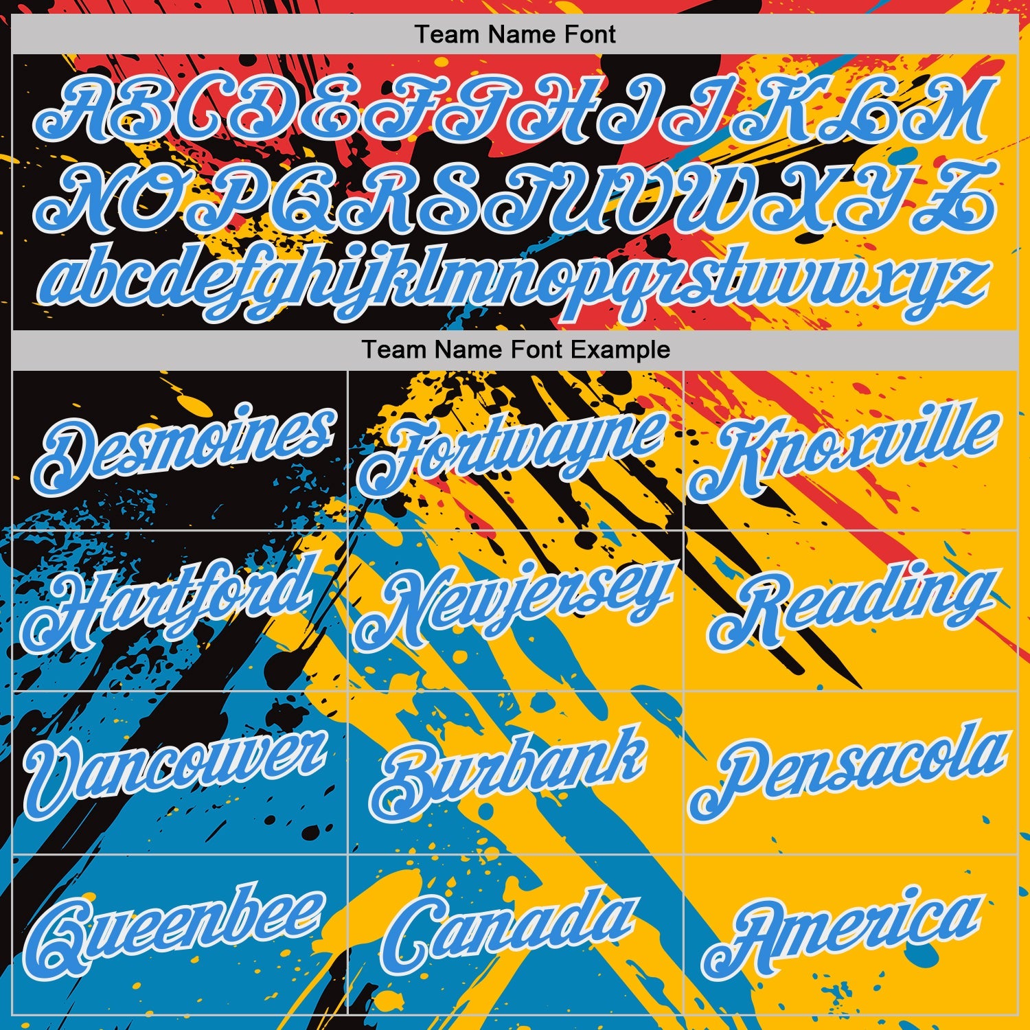 Custom Yellow Powder Blue Pink Black-White Grunge Paint Splatter Performance T-Shirt view 3