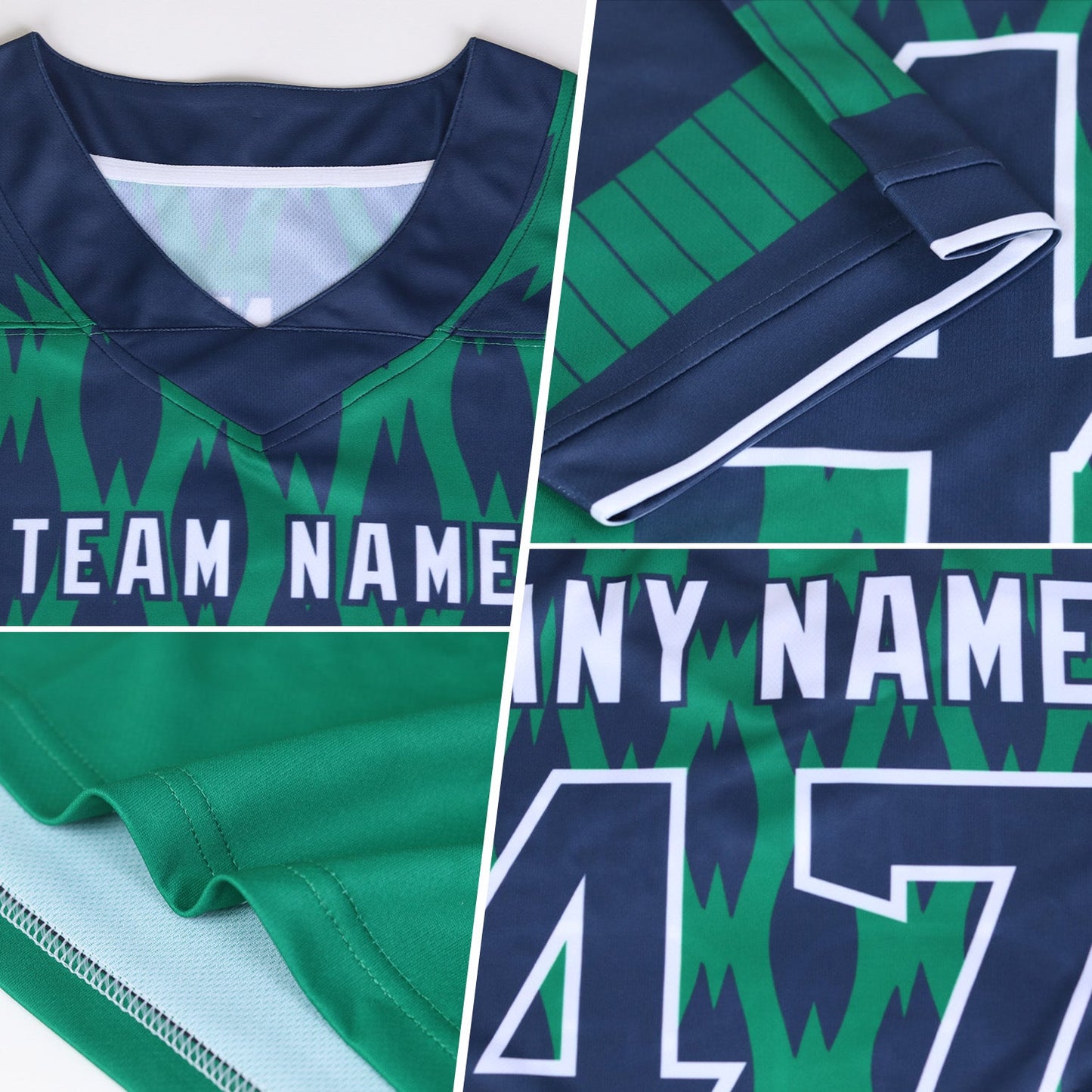 Custom Kelly Green Gold-White Authentic Geometric Pixel Grid Fade Football Jersey view 2