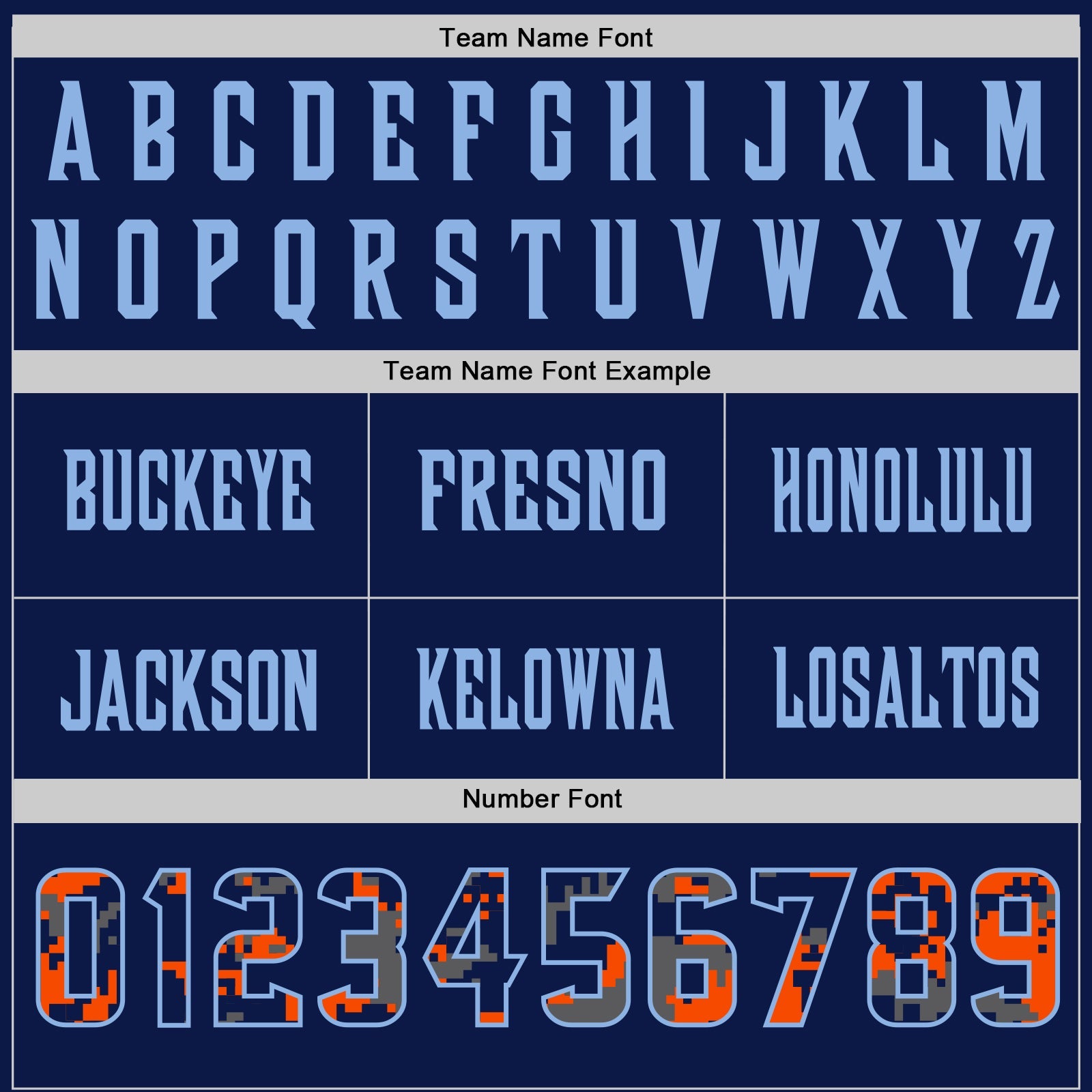 Custom Navy Camo Light Blue-Orange Authentic Digital Camouflage Panel Football Jersey view 4