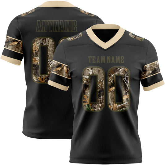 Custom Black Camo Olive-City Cream Authentic Digital Camouflage Panel Football Jersey - Main View