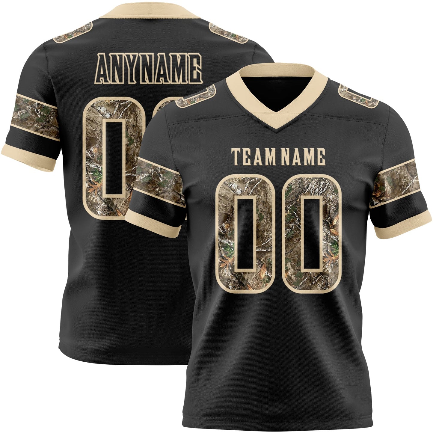 Custom Black Camo-City Cream Authentic Digital Camouflage Panel Football Jersey - Main View