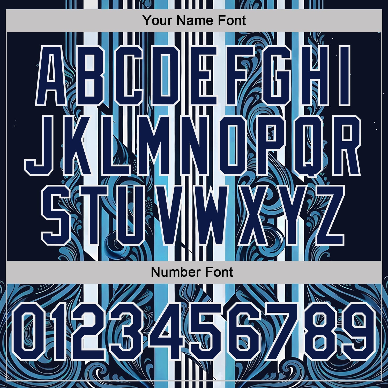 Custom Navy Sky Blue-White Argentina Stripe Performance T-Shirt view 4