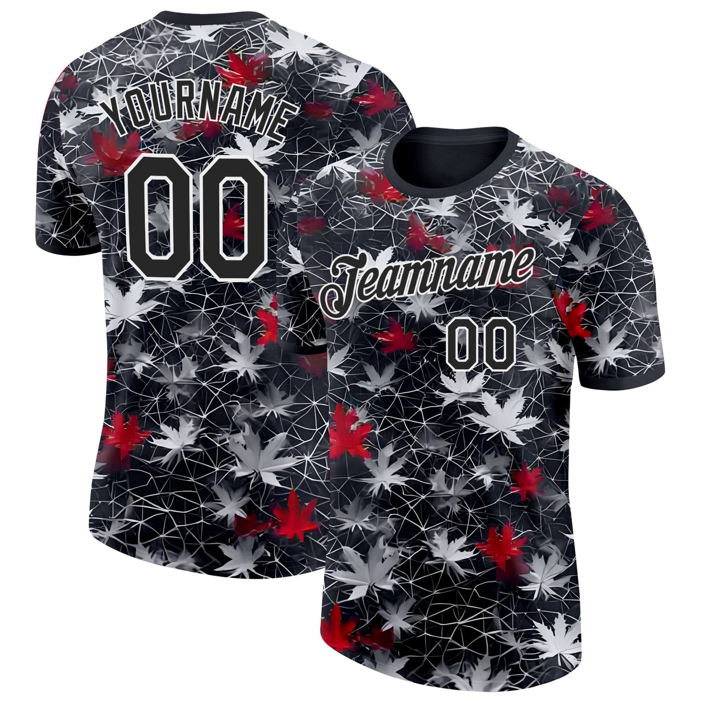 Custom Black-White Canada Maple Leaf Performance T-Shirt - Main View