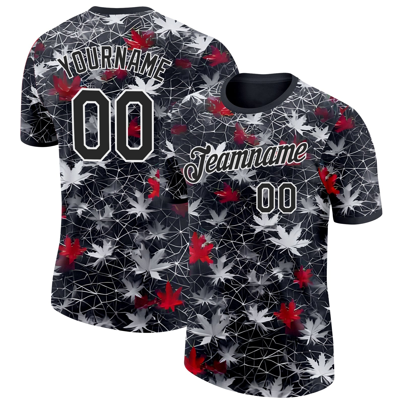 Custom Black-White Canada Maple Leaf Performance T-Shirt - Main View