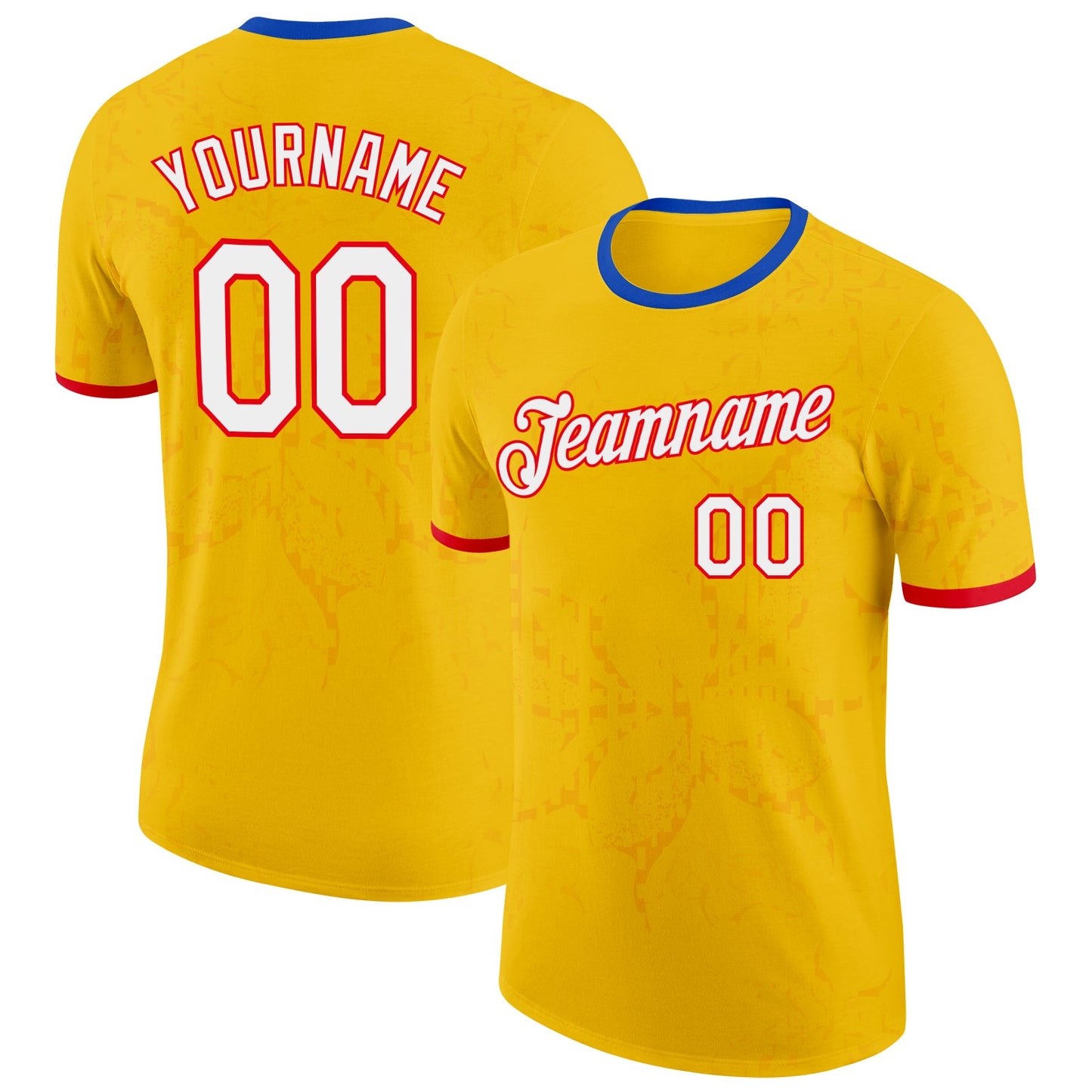 Custom Yellow White Fire Red-Thunder Blue Colombia Butterfly Performance T-Shirt - Main View