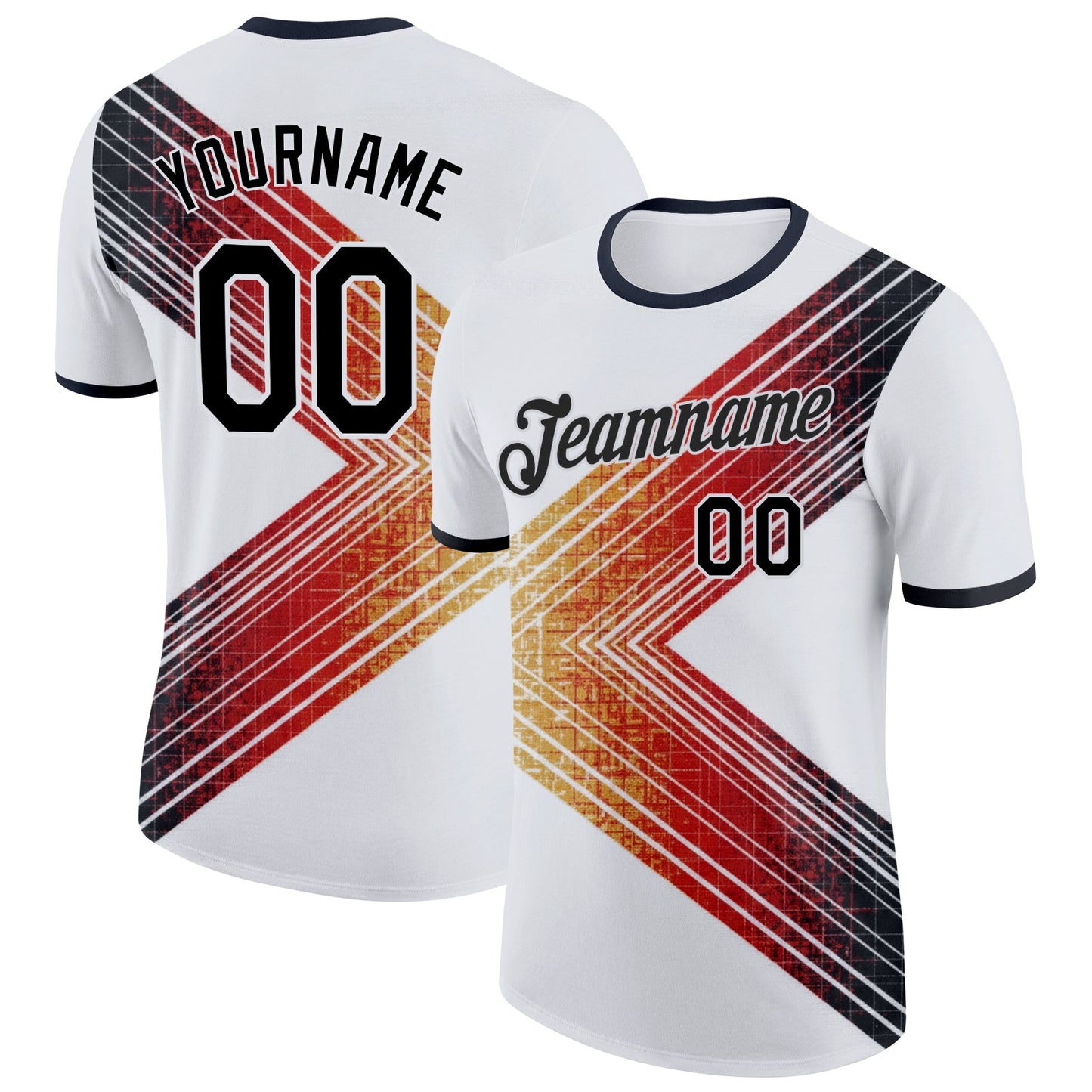 Custom White-Black Germany Retro Distressed Performance T-Shirt - Main View