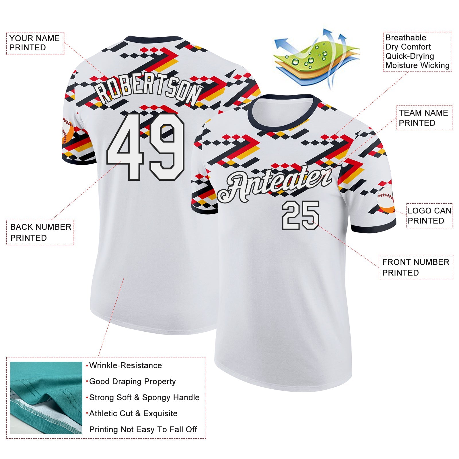 Custom White-Black Germany Pixel Chevron Performance T-Shirt view 2