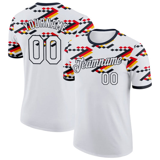 Custom White-Black Germany Pixel Chevron Performance T-Shirt - Main View