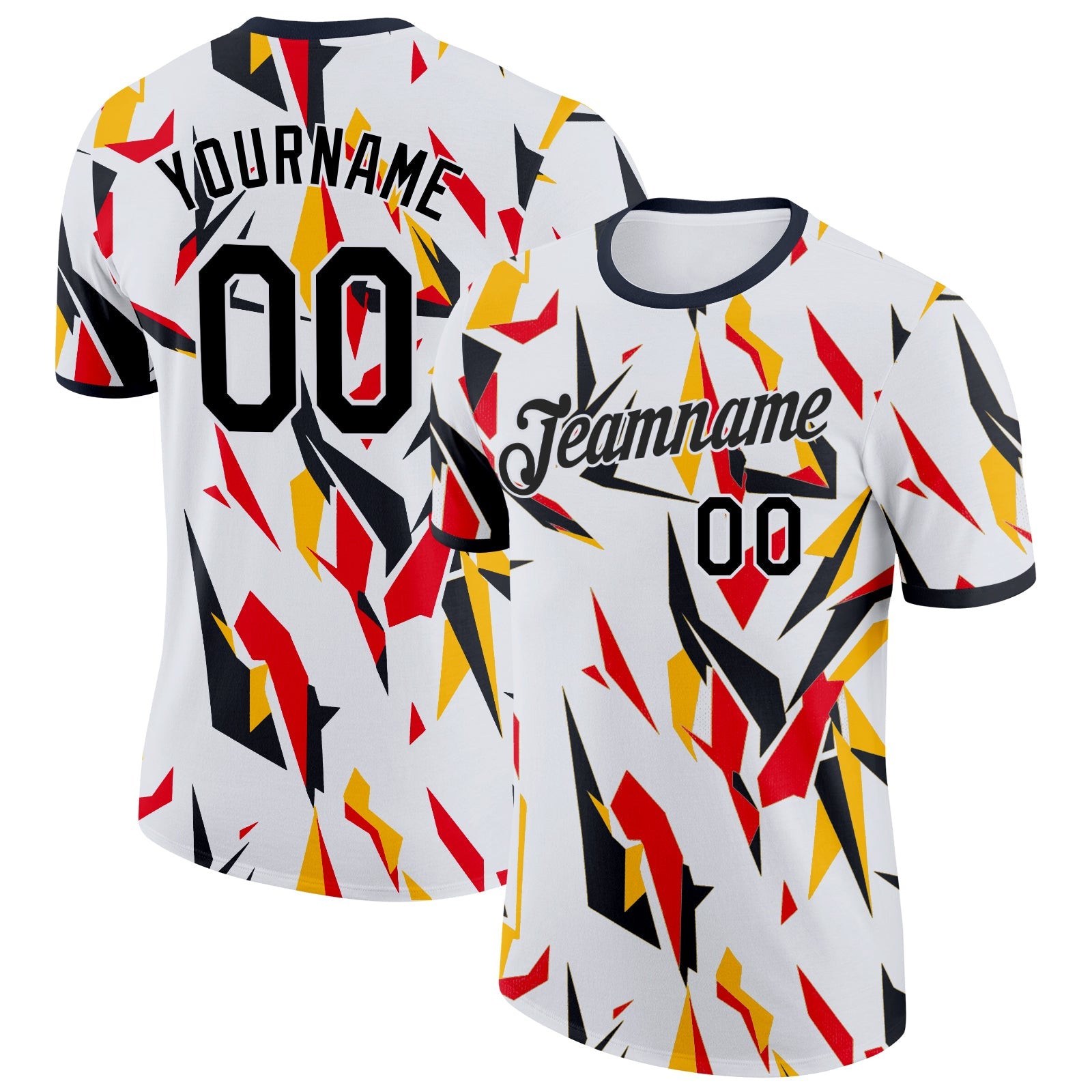 Custom White-Black Germany Geometric Block Performance T-Shirt - Main View