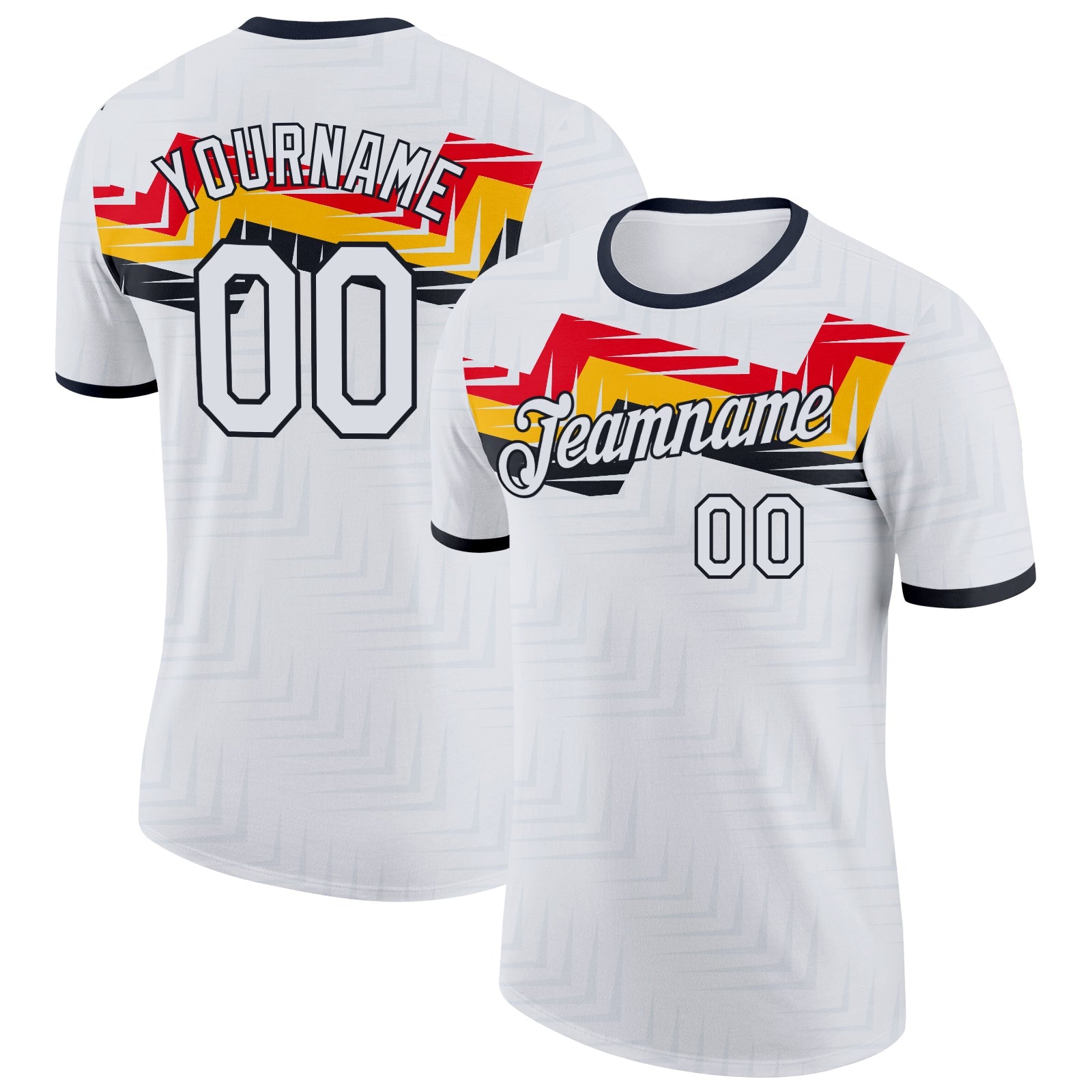 Custom White-Black Germany Chevron Zigzag Performance T-Shirt - Main View