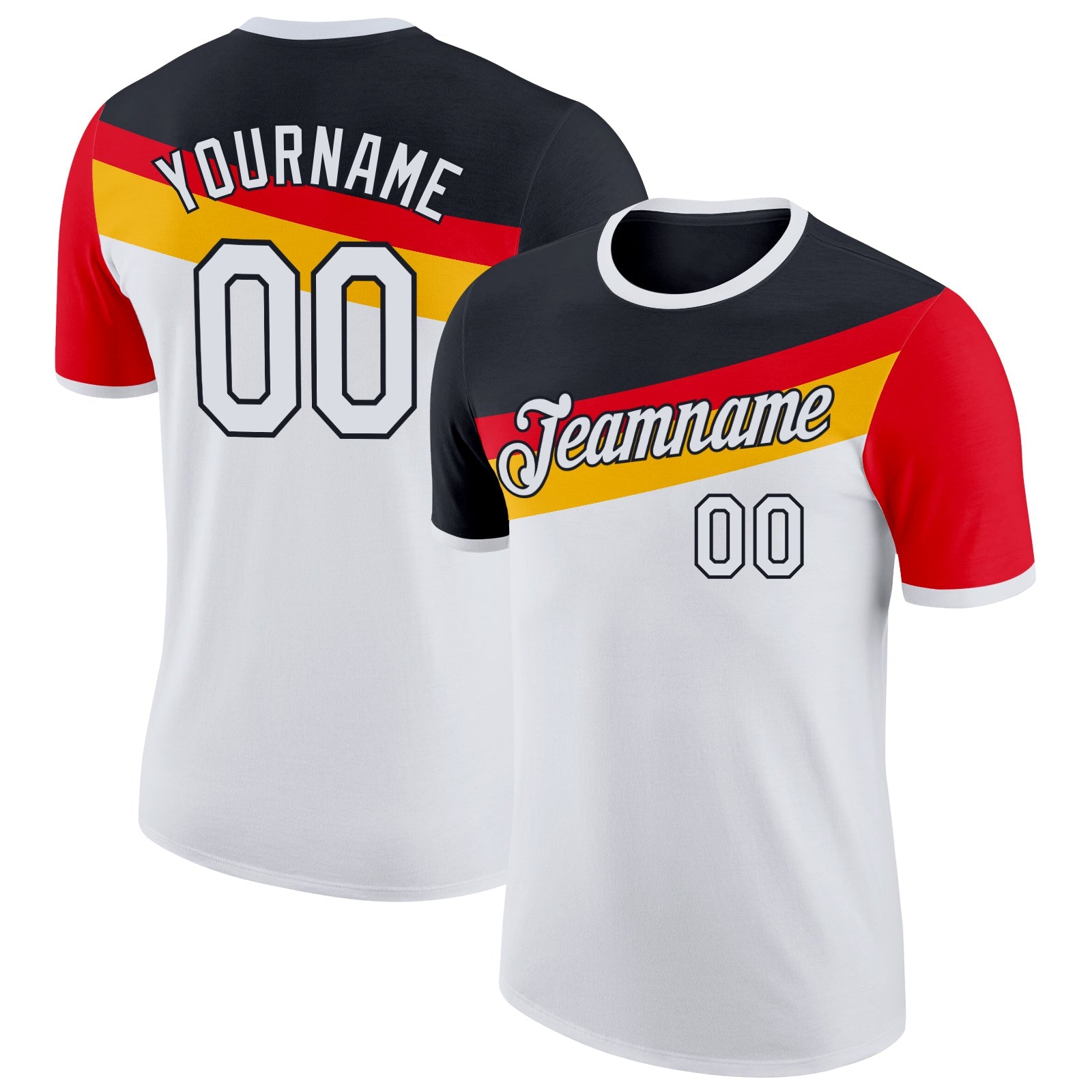 Custom White Red Yellow-Black Germany Flag Performance T-Shirt - Main View