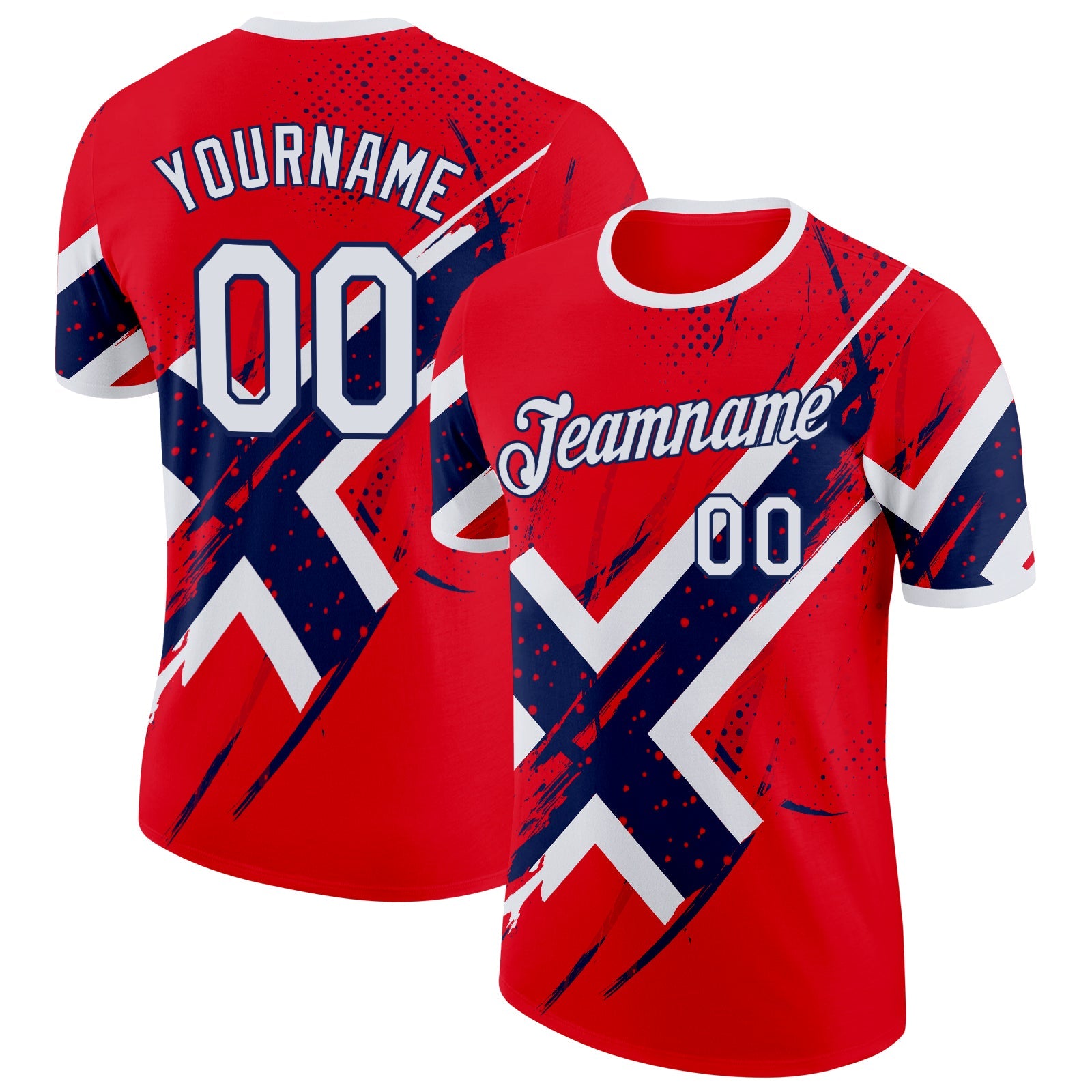 Custom Red White-Navy Norway Flag Performance T-Shirt - Main View