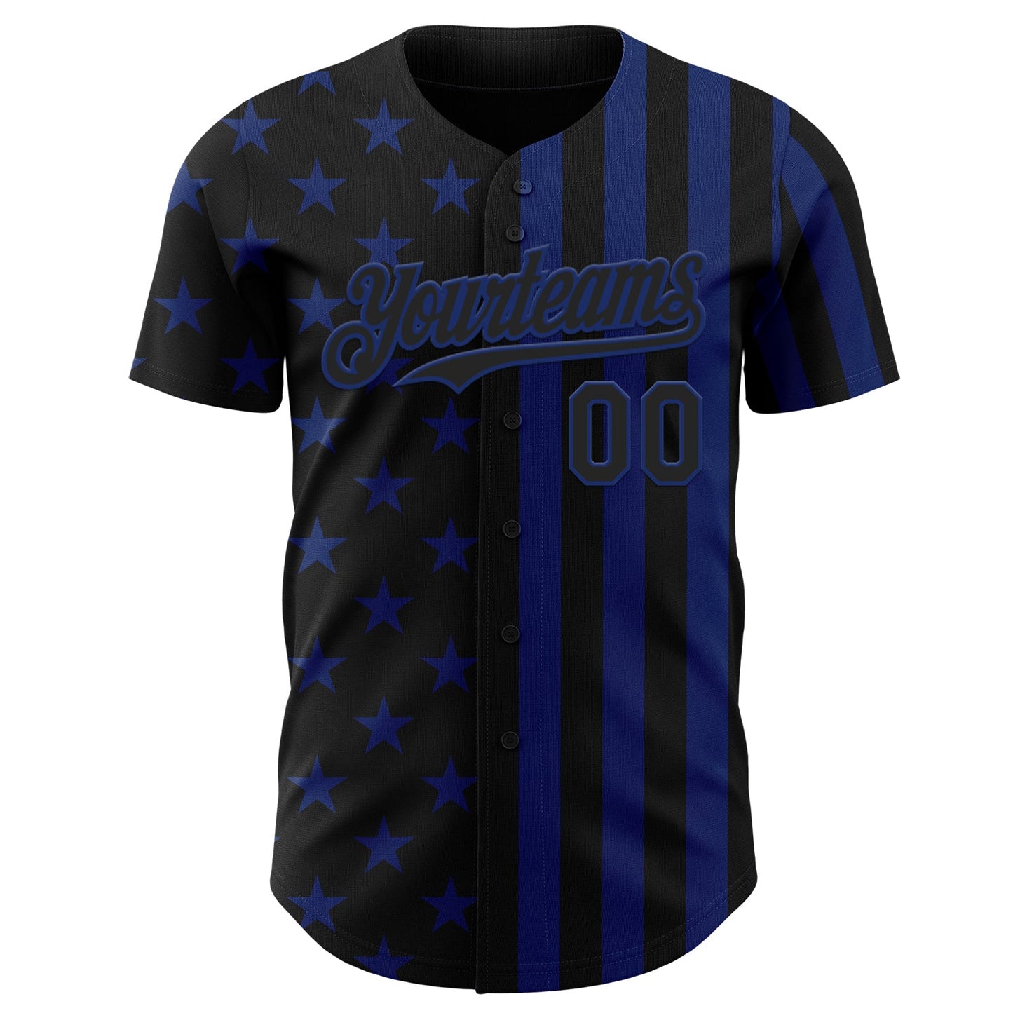 Custom Black-Royal USA Flag Patriotic Split Stars and Stripes Authentic Baseball Jersey view 2