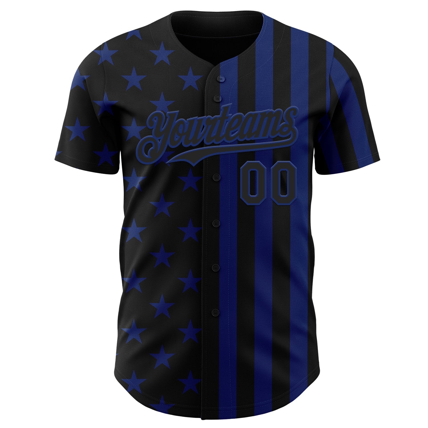 Custom Black-Royal USA Flag Patriotic Split Stars and Stripes Authentic Baseball Jersey view 2