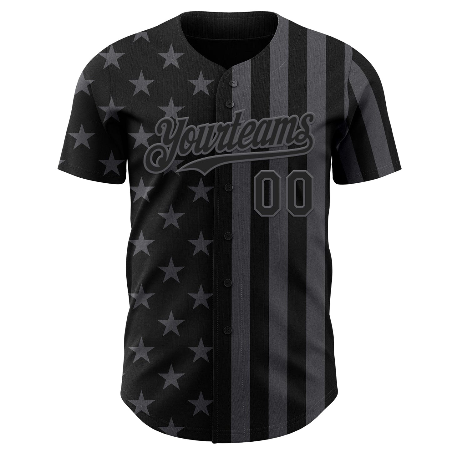 Custom Black-Steel Gray USA Flag Patriotic Split Stars and Stripes Authentic Baseball Jersey view 2