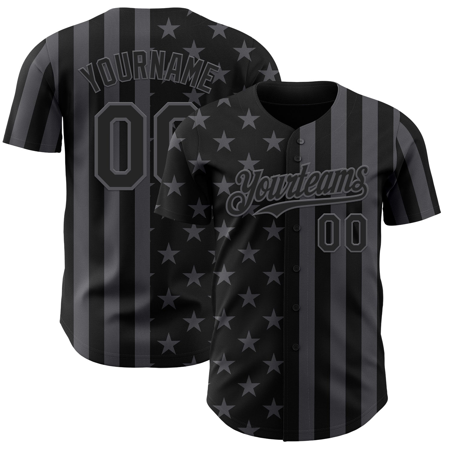 Custom Black-Steel Gray USA Flag Patriotic Split Stars and Stripes Authentic Baseball Jersey - Main View